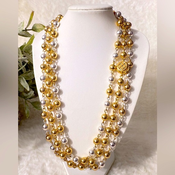 Elegant Talbots Gold and Silver Beaded Necklace - Picture 1 of 7
